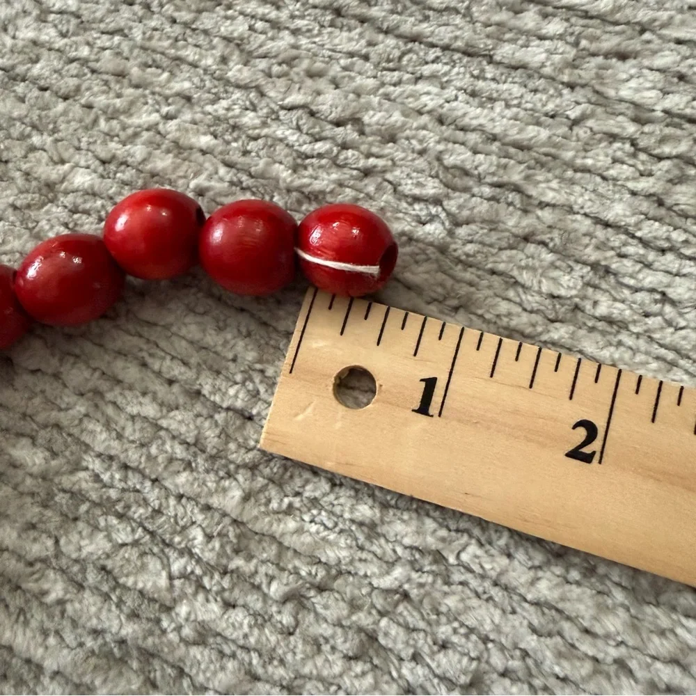Vintage Wooden Cranberry Christmas Tree Bead Garland Lot Red Holiday‎ Decor